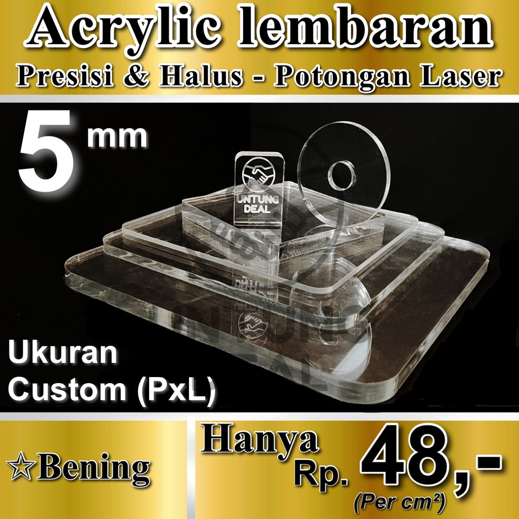 Acrylic lembaran 5mm / Akrilik lembaran 5mm - Potong Laser - Custom - Bening