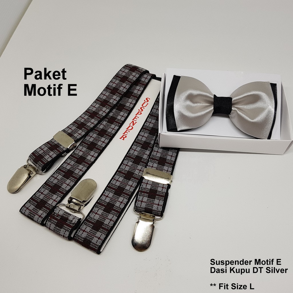 Paket Suspender Bretel Tali Jojon 2,5cm Motif Dasi Kupu Dewasa