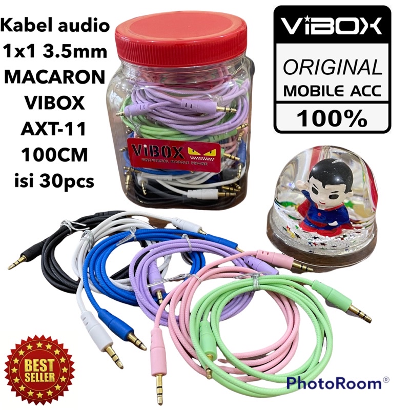 isi 30pc 1toples KABEL AUX VIBOX AXT-11 AUDIO 3.5MM MACARON SUARA HD CLEAR