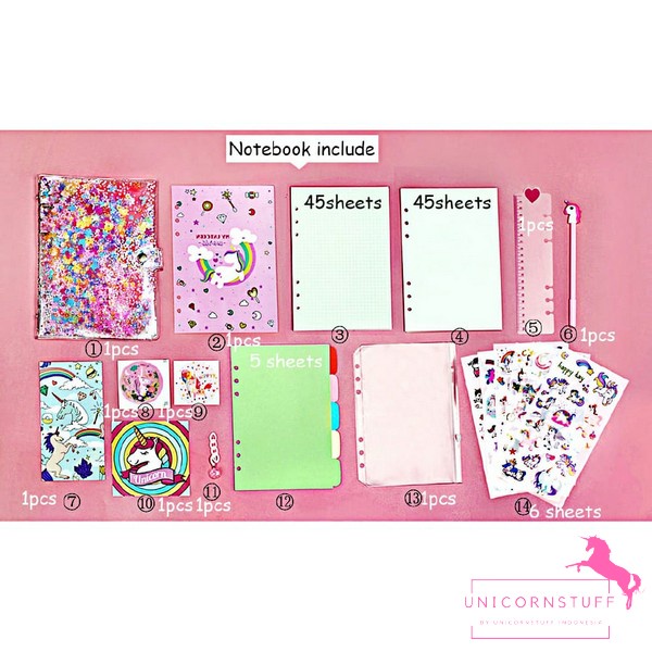 1 Set Notebook Kulit Unicorn Anak Diary Buku Catatan Journal Pink Binder Kado Hadiah Sekolah Kuliah Perempuan Cewek