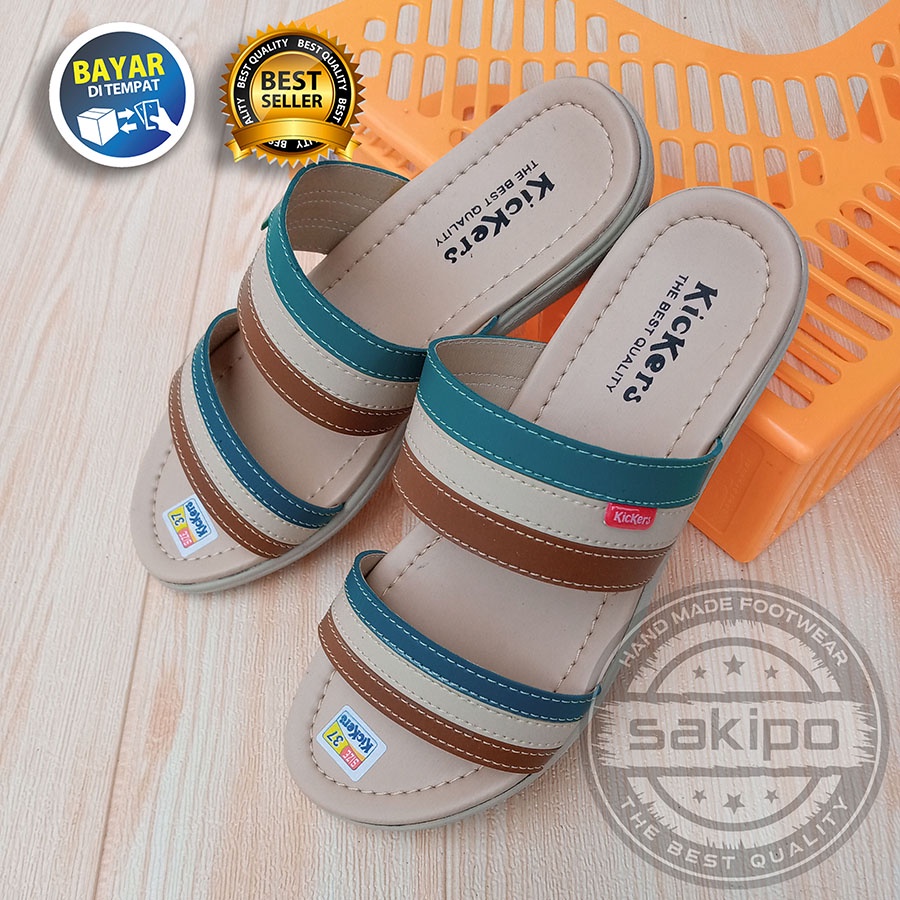 PROMO 8.8 KEMERDEKAAN SALE !! SANDAL WANITA DEWASA KICKERS BAN 2 TREPES WARNA TOSCA COKLAT TRENDI TERBARU NYAMAN DI PAKAI / SANDAL DALAM RUMAH / SAKIPO