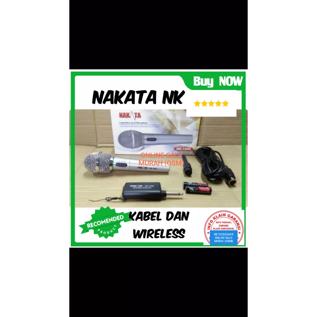 Nakata original Mic Wireless kabel Single mik wireles cable pro karaoke mikrophone microphone audio sound vokal vocal professional panggung dj studio asli  Bahan BESI METAL  BISA DIGUNAKAN KE SEGALA ALAT AUDIO single  Bisa Wireless 15-30 METER Bisa Kabel