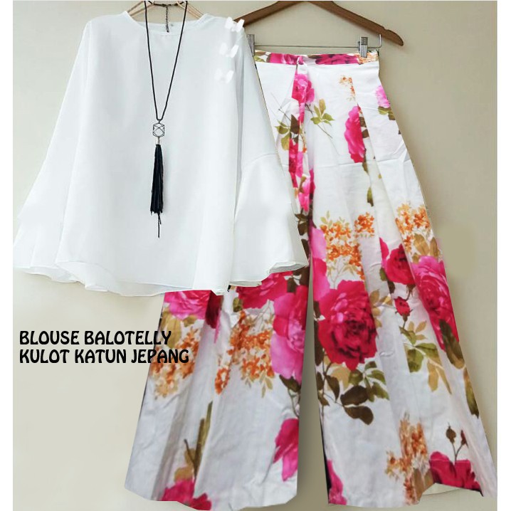 setelan kulot rosalia merah banyak variasi warna