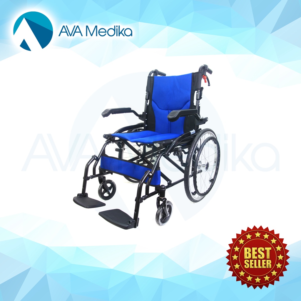 KURSI RODA TRAVELLING Kursi Roda Travelling Semi Selonjor RS Biru Blue