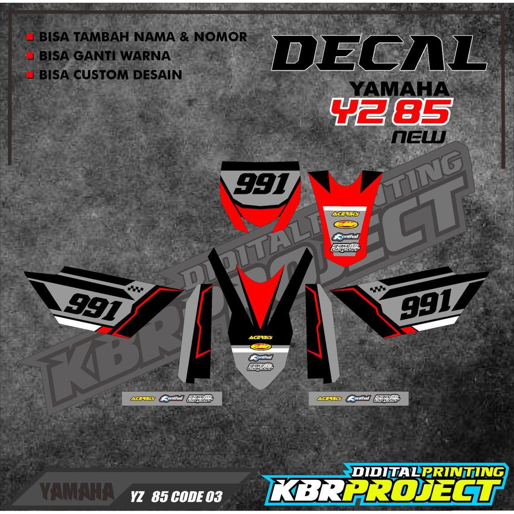 Decal Yz 85 New Kode 03 Stiker Variasi Full Body List Motor Trail Yz 85 New Bebek Bisa Custom Bebas