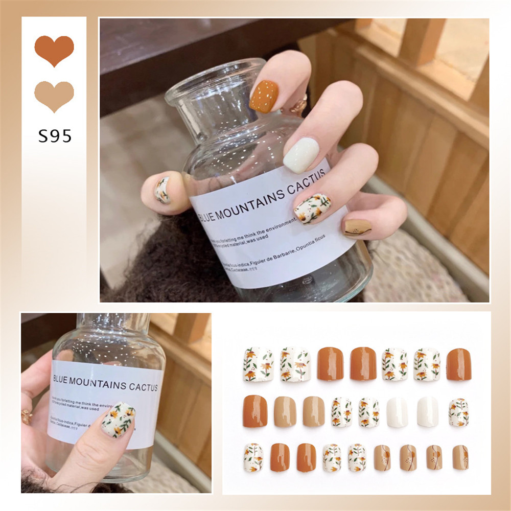 Set Kuku Palsu Full Cover Model Pendek Dengan Kemasan Transparan Untuk Nail Art