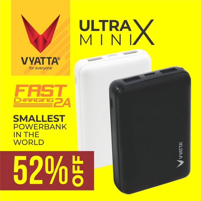 VYATTA ULTRAMINI X POWER BANK 10000 MAH - 12 BULAN GARANSI TANPA BATAS - Putih