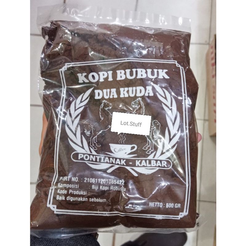 

Kopi Bubuk Robusta Asli Enak Cap Dua Kuda Khas Pontianak 500gr/0.5kg