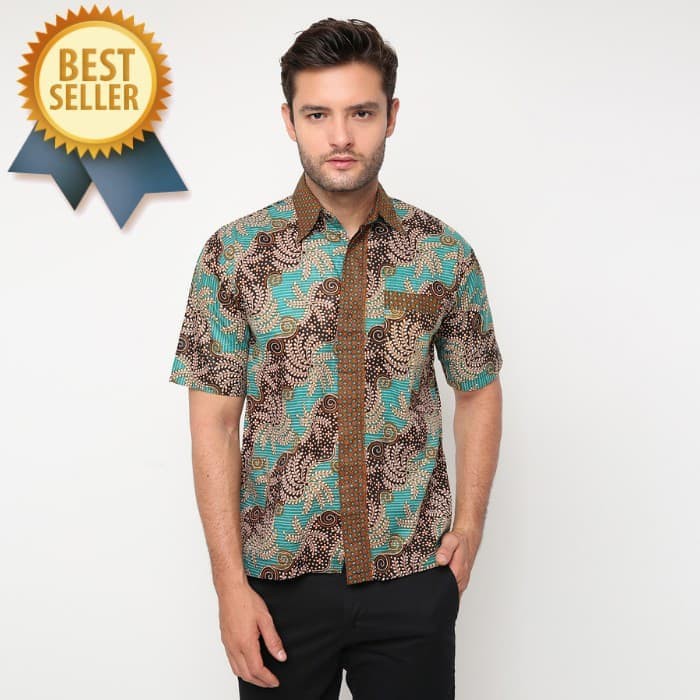 Kemeja Batik Trusmi Pria Lengan Pendek 100% Katun / Baju Batik - - XL