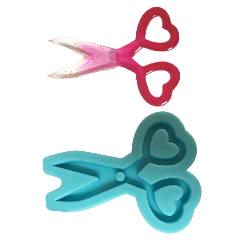 Glitter DIY Love Heart Mini Scissors Epoxy Resin Mold Keychain Pendant Silicone Mould