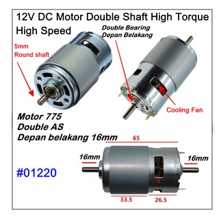 Motor Dinamo DC 775 Motor Double AS Lengkap Kepala Bor