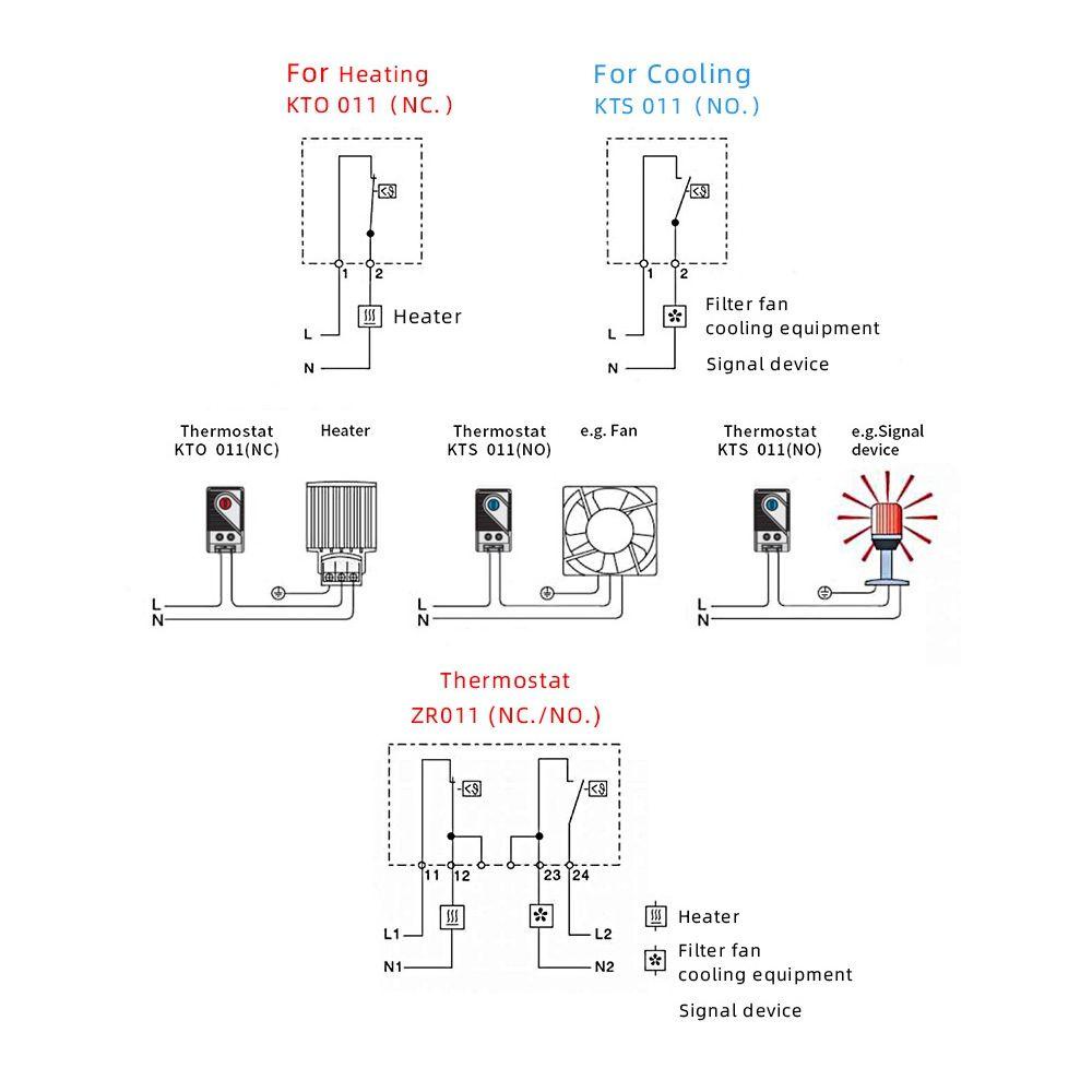 Lanfy Thermostat Mini KTO011 KTS011 DIN Rail Normal Buka Tutup Lemari Thermoregulator Mekanik