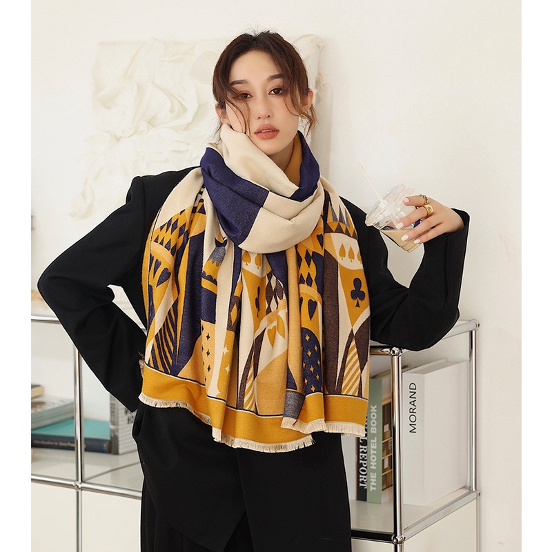 Rylee Syal Scarf Shawl Elegan Motif Import Cashmere