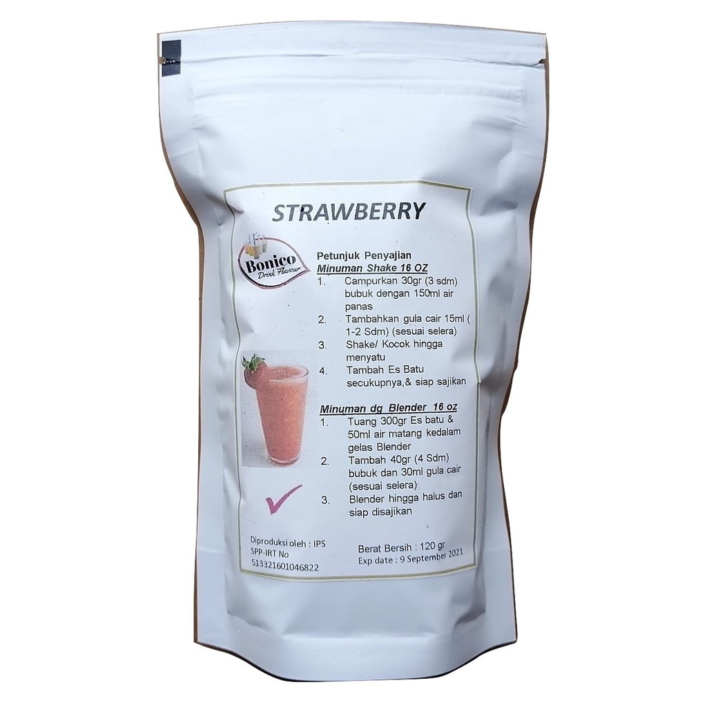 

BONICO STRAWBERRY drink powder 120gr bubuk minuman ice blend milk shake strawbery stroberi