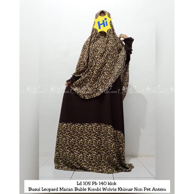 PP Set Gamis Leopard Macan Buble Kombi Wolvis Jumbo Menyusui Khimar Syar'i