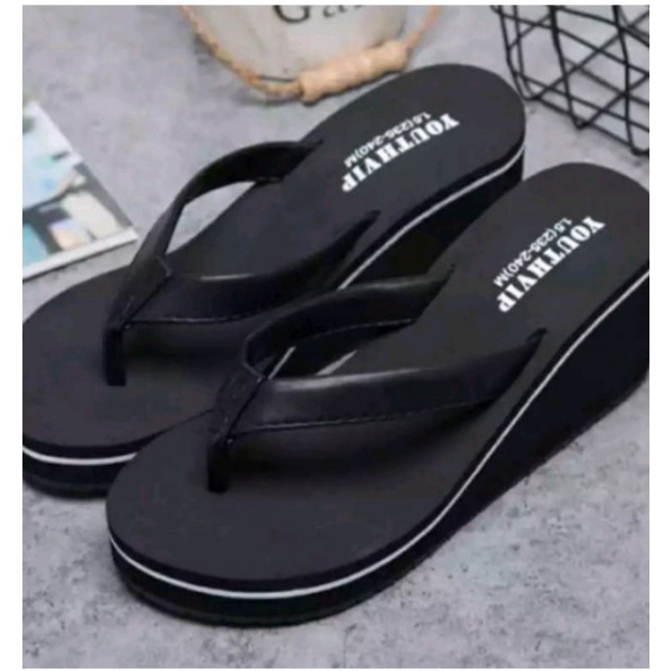 Sandal wanita terbaru Sandal Jepit Hak Wedges AUREL kekinian