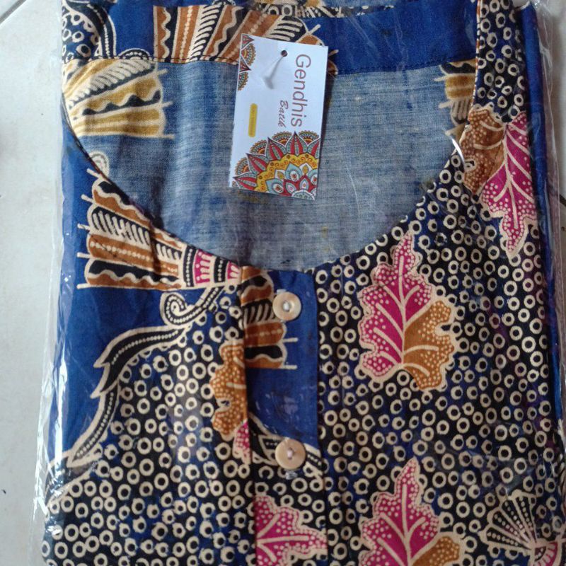 daster batik kelelawar jumbo XXXL LD 140 busui, bahan rayon super tebal dan adem busui-Lowo kipas biru