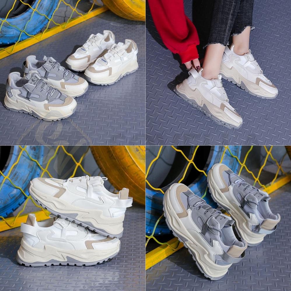 Sovella Skylar Sepatu Sneaker Olahraga Kasual Kets Abu-Abu Wanita Import