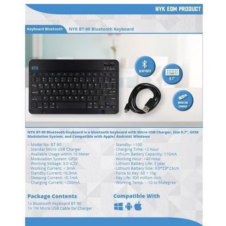 KEYBOARD WIRELESS M-TECH STK 03 MINI / KEYBOARD WIRELESS STK-04 FULL SIZE / KEYBOARD BLUETOOTH BT-09