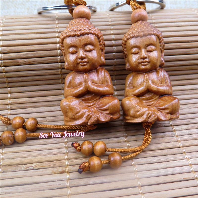 Gantungan Mobil / Motor Kayu Mahogani Buddha Beranjali / Berdoa Import