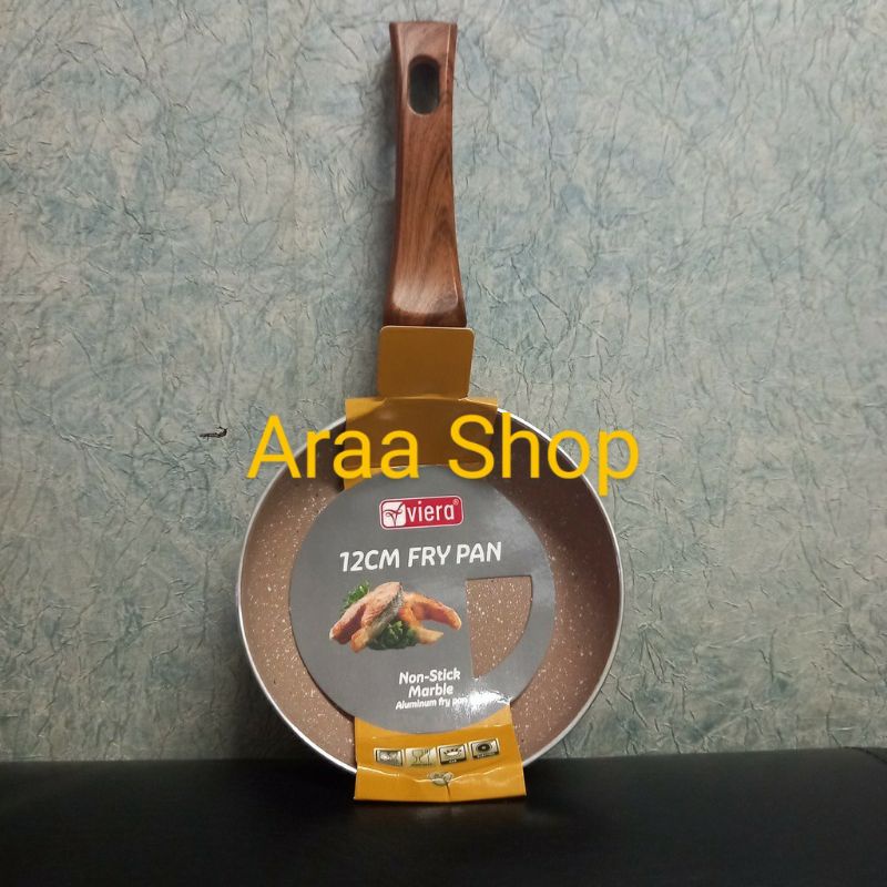 VIERA Fry Pan Teflon Teplon 12cm Aluminium Coating Ceramic Marble Non-Stick Anti Lengket Frypan
