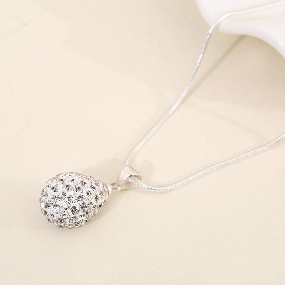 Kalung Rantai Lapis Silver Dengan Liontin Kristal Untuk Wanita
