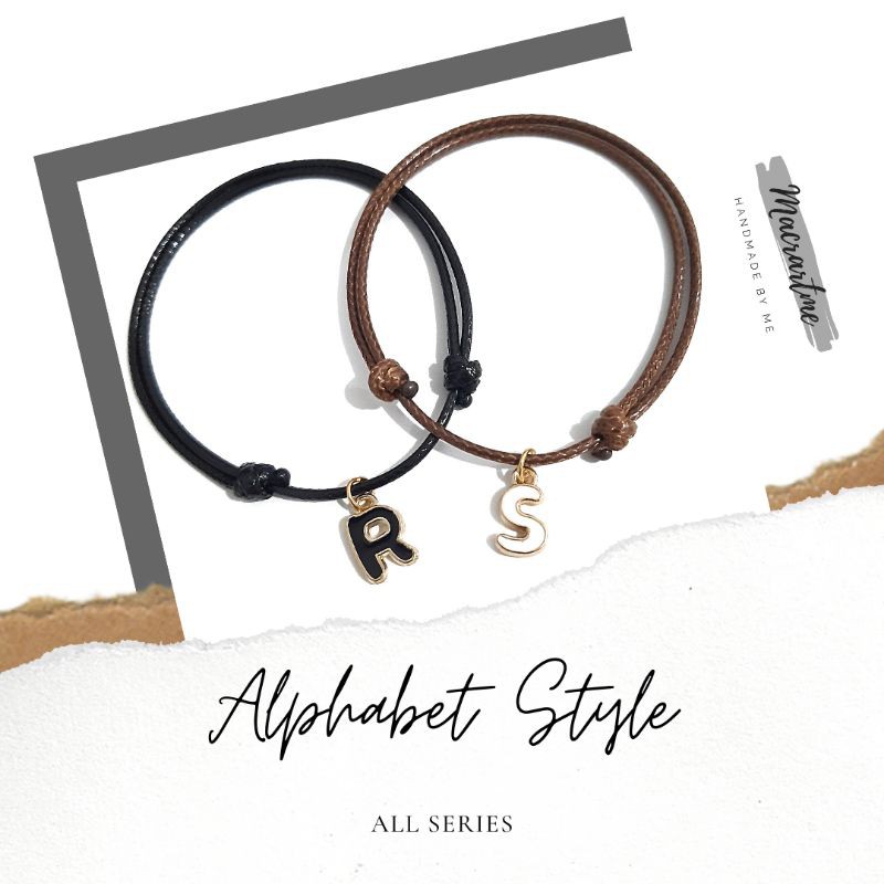 N-Z, ALPHABET STYLE, Gelang Inisial / Gelang Couple / Gelang Nama / Gelang Tali.
