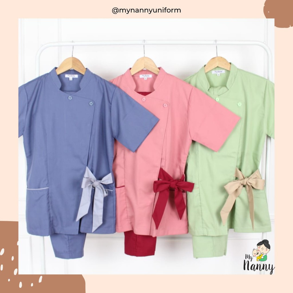 Seragam Baby Sitter/Salon SPA & Klinik Kecantikan - MyNannyUniform - BUNGA LENGAN PENDEK/PANJANG