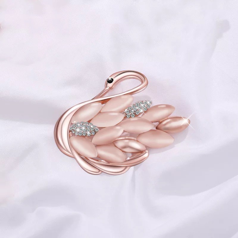 Hot Sale Korea Indah Bros Kristal Swan Bouquet Mutiara Cinta Bros High-end Opal Bunga Busur Bros Mode semua pertandingan Aksesoris-14#