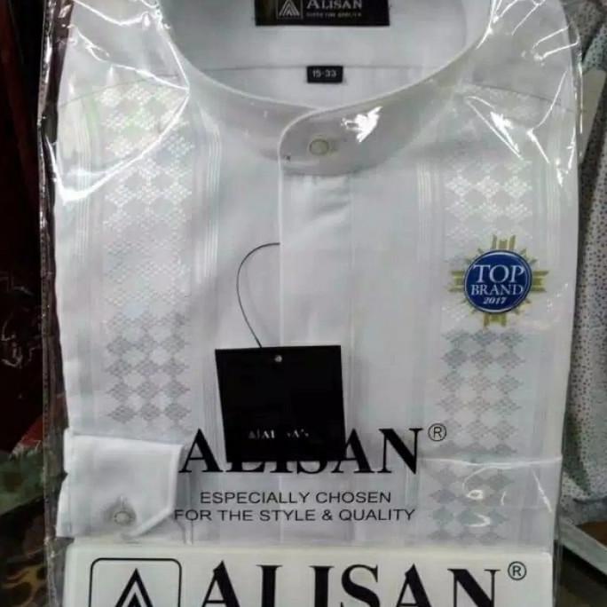 Baju koko alisan putih lengan panjang(reguler fit)
