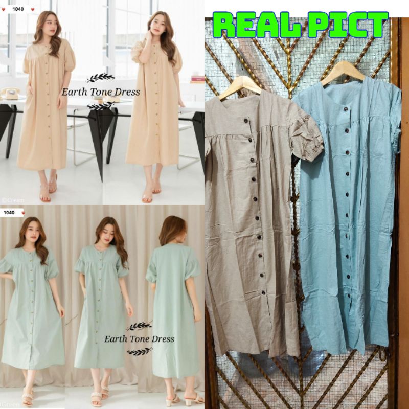 BASIC DRESS VINTAGE DRESS EARTH TONE SUMMER DRESS CASUAL DRESS WANITA 16 1040