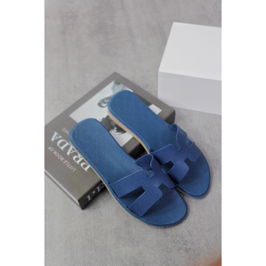 ( BALANC* ) Sandal BOLONI slop cewek H kekinian-Navy