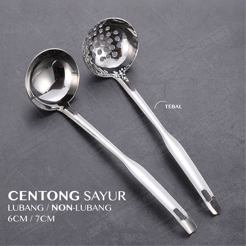 Sendok Sayur Sup Soup lubang dan tidak lubang Stainless Steel Centong Sayur Murah