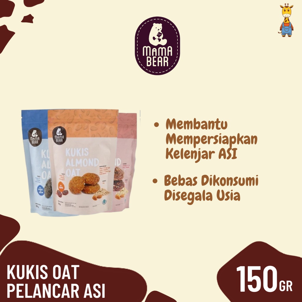 Mama Bear Kukis Almond Oat Coklat &amp; Oat Cookies - Pelancar ASI