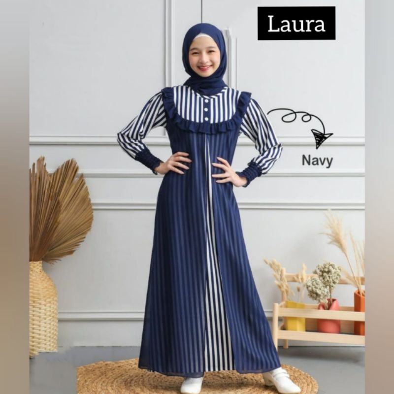 Trend Laura Kids Set Hijab Gamis Salur Anak Umur 9 10 11 12 13 Tahun Busana Baju Muslim Anak Terbaru