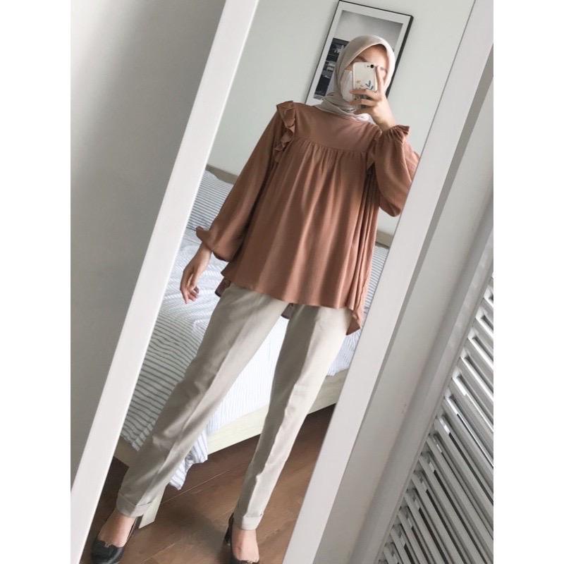 1KG MUAT 5PCS | SHENA TOP BIANCA HELWA BLOUSE RUFFLE AIRFLOW CRINKLE HITS OOTD SELEBGRAM FASHION GROSIR WANITA