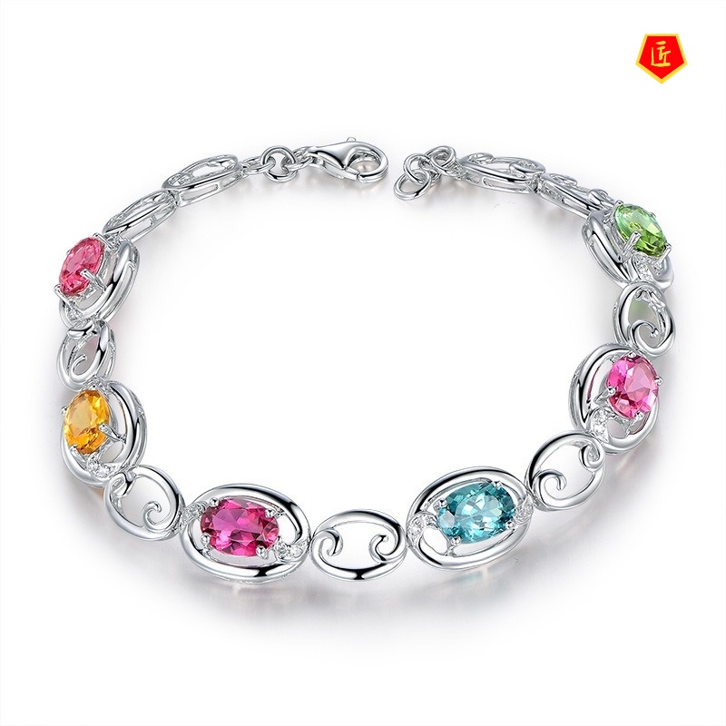 [Ready Stock]Elegant Creative Colored Gems Ruby Bracelet