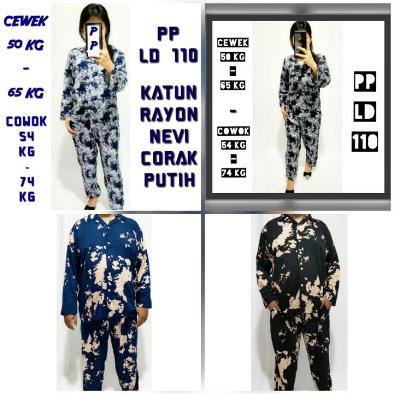 ONE SET RAYON PIYAMA WANITA DEWASA SETELAN CELANA KRAH KEMEJA SET TIE DYE BAJU LENGAN PANJANG