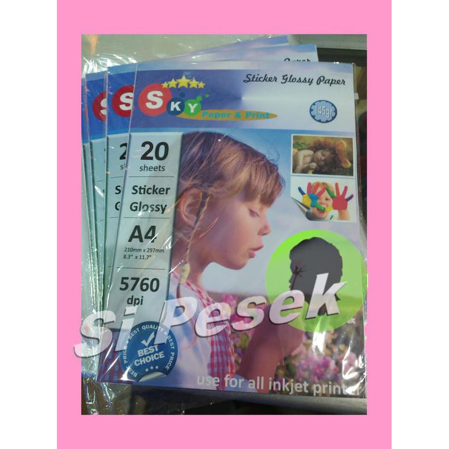 

HOT SALE|BEST SALLER photopaper sticker glossy 145gsm Sky A4 foto paper kertas stiker