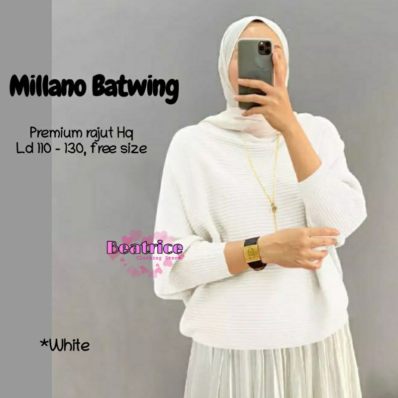 MILLANO BATWING BAHAN PREMIUM RAJUT HQ LD 110CM-130CM ALL SIZE/KAOSRAJUT/BAJURAJUTA/ATASANRAJUT/FASH