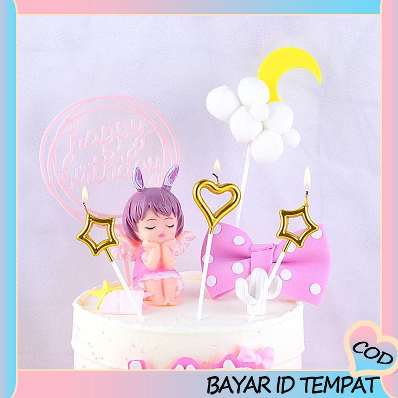 COD❤️ Lilin Ulang Tahun Lilin Bintang Cinta Lilin Berlapis Emas Lilin Kue Ulang Tahun Pesta-A.one