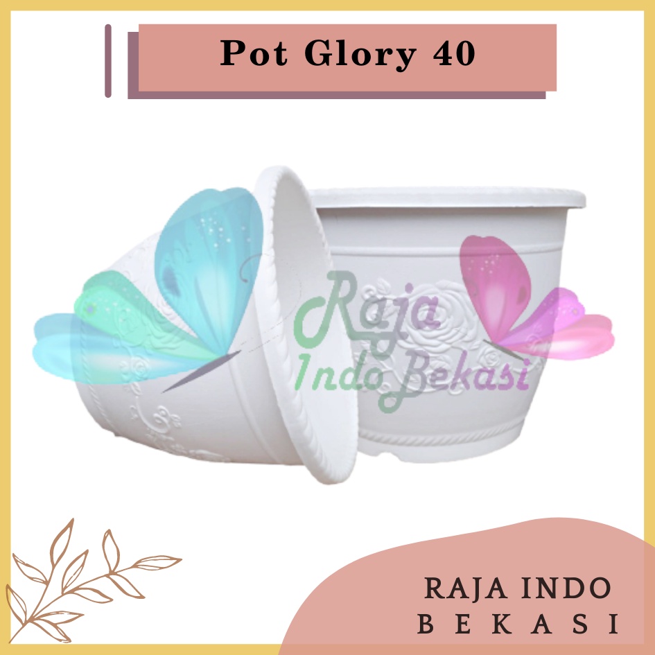 Rajaindobekasi Pot Bunga Glory Shallom 40 Putih Pot Tanaman Glory 35cm Pot 35 Plastik 35cm Glory Vas Bunga Putih Pot Tanaman Hias