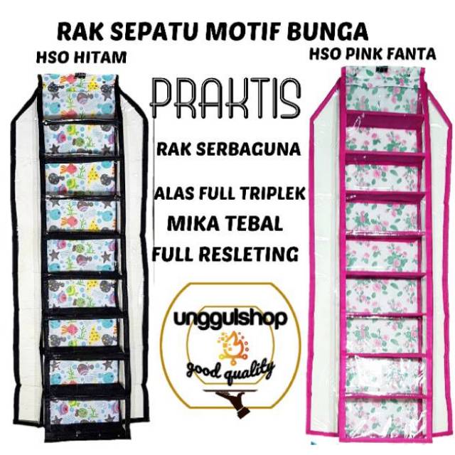 Promo besar HSO Rak gantung organizer sepatu/sandal full resleting good quality tebal 0.20