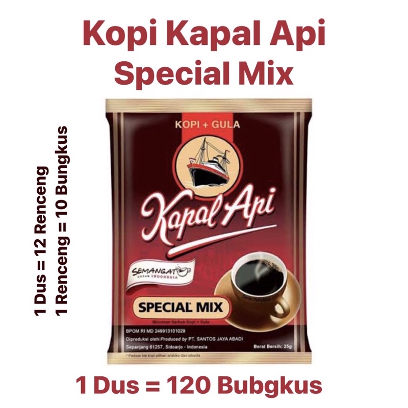 

〖 Kopi Kapal Api Special Mix | 1 Dus = 120 Bungkus / Sachet | 1 Dus - 12 Renceng〗