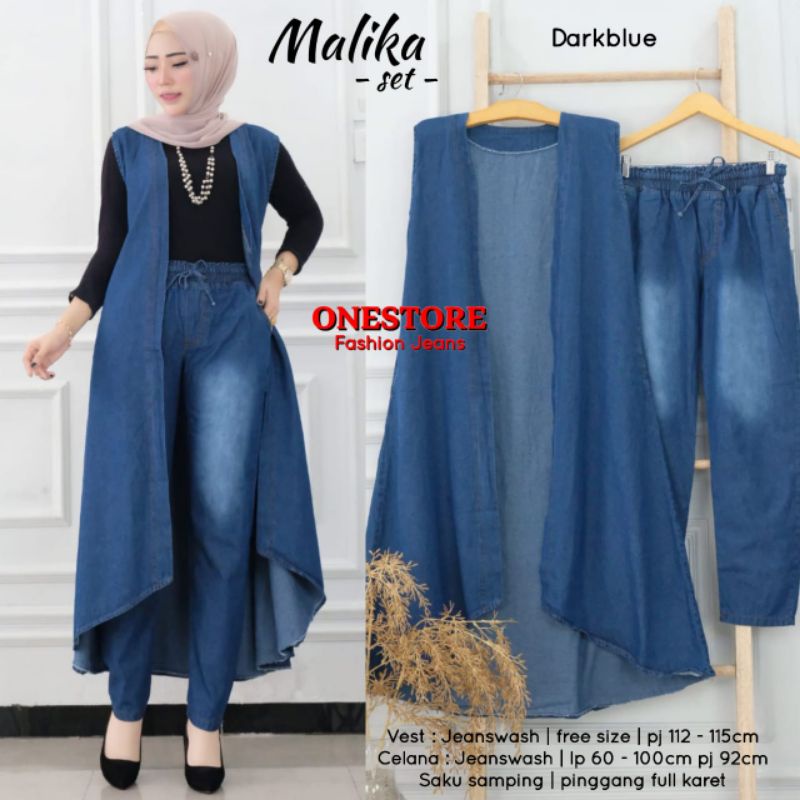 Malika Set Terbaru Set wanita Set Dewasa Set jeans wash