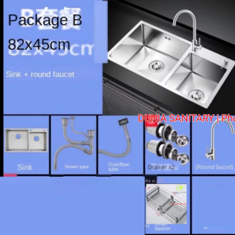 Paket kitchen Sink Stainless INOBE 8245 Exclusive golden hand by Onan bak cuci piring