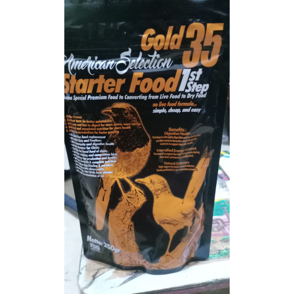 Voer AMS gold 35 starter food first step step satu voer halus untuk murai batu anakan