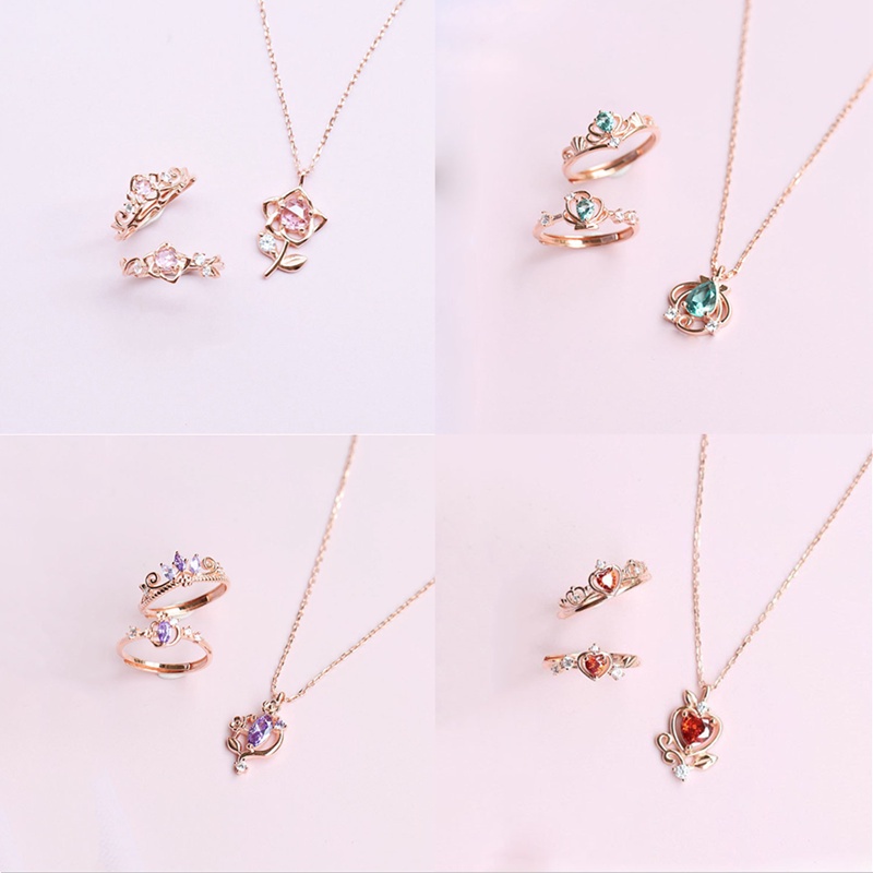 Pandora Kotak Perhiasan Cincin Kalung Gelang Berlian 18k Rose Gold Dapat Disesuaikan Desain Disney Princess