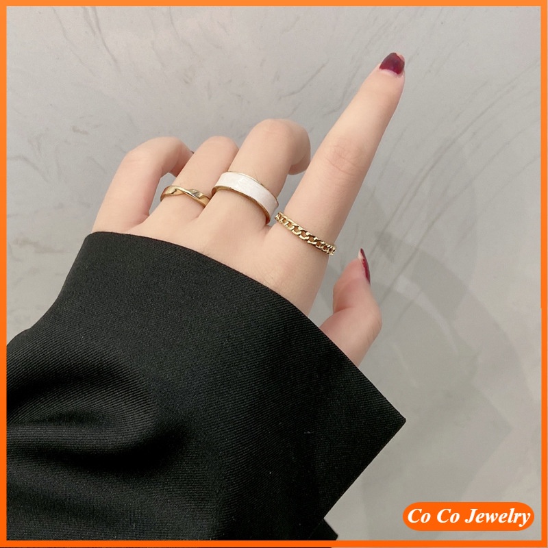 3 Pcs/Set Fashion Personalized Opening Adjustable Ring for Women Korean Jewelry Accessories