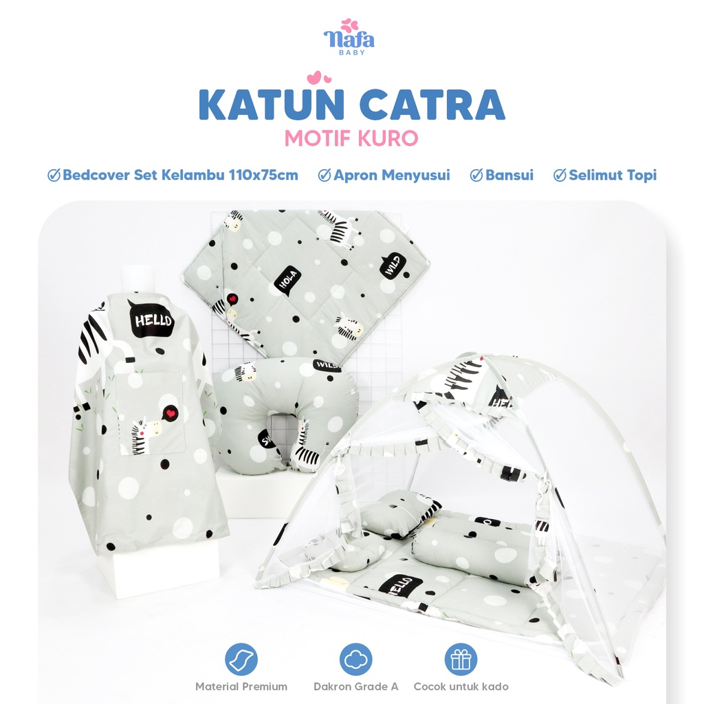 NAFA BABY - Newborn Package | Bedcover Kelambu Set Include Bantal Guling Set |  Apron Menyusui | Bantal Menyusui